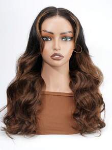 ALL READY WIG Wear & Go 7x5 蕾絲假髮 黑色漸層栗棕色 Funmi 鬆散波浪 無膠假髮 漂白髮結 拔除自然髮線 180% 密度 100% Remy 真人髮 預捲髮 附嬰兒髮 24英吋 - SNatural/4 - 查看 5