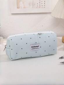 Korean Style Polka Dot Pencil Case, Minimalist Stationery Storage Pouch With Zipper, Portable Lightweight Pen Bag For Office Work, Travel & Daily Use, Cute Desk Organizer - Multicolor - View 10