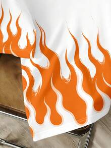 Manfinity Hypemode Men's Summer Casual Flame Print T-Shirt - Orange - View 4