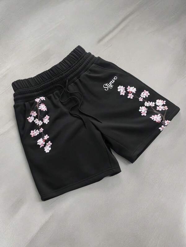 STYNVO Pantalones cortos casuales de verano con estampado floral para hombres de talla grande