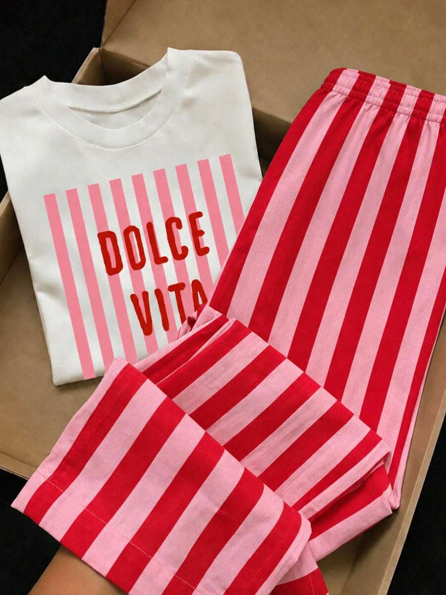 Setelan Rajut 2 Potong Kaos dan Celana Panjang untuk Remaja Perempuan, Gaya Kasual Sehari-hari yang Serbaguna - Putih - View 1
