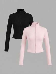 SHEIN Girlism Teen Girls All-Match Casual Versatile Zipper 2pcs Pieces Set, Multi-Piece Set - Multicolor - View 3