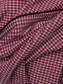 Nöista Burgundy And Ecru Gingham Check Jacket With Velvet Collar And Buttons. Elegant, Office Wear, Dinner Plans Social Jacket. Fall,Autumn Winter Outfit.. - Burgundy - View 10