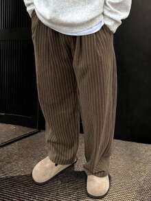 DAZY Pantalones rectos casuales con cordón en la cintura y rayas para hombres, para el otoño, vacaciones de otoño - Beis - Ver 13