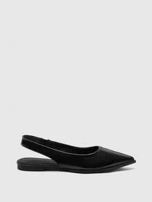 CUCCOO BIZCHIC Minimalist Solid Color Pointed Toe Flat Slip-On Casual Commuting Simple Basic Matching Backless Flat Shoes, Office Wear Spring Shoes - Patent leather black - View 8