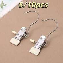 1/5/10pcs Premium Stainless Steel Clothes Clips, Adjustable Metal Pants Hangers With Clips, Portable Clothing Decorative Clips, Suitable For Home Storage, Home Decor, Room Decor, Travel Essentials And Back To School Essentials - Multicolor - View 16