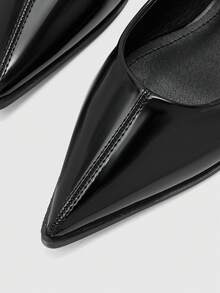 CUCCOO BIZCHIC Minimalist Solid Color Pointed Toe Flat Slip-On Casual Commuting Simple Basic Matching Backless Flat Shoes, Office Wear Spring Shoes - Patent leather black - View 7