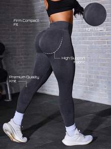 Solea Cove Solea Cove Women's V-Waist Yoga Leggings - Dark Grey - View 2