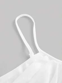 SHEIN MOD White Summer Club Women Outfits Party Ruched Mesh Cami Top - White - View 4