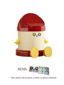 Zazumi 1pc Character Styled Desktop Disposal Container With Lid For Cozy Bedroom Bedside Nightstand Designed With Delightful Curated Outlines Delivering Soul-Soothing Presence To Young Females - multicolor - View 8