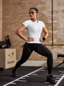 Powerista 女款無縫運動T恤套裝 跑步瑜珈工作室網球健身房 適合室內外日常運動 - 彩色 - 查看 5