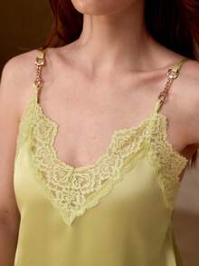 MOTF PREMIUM LACE PATCHWORK CAMISOLE TOP - Green - View 2