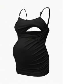 Modmama 孕妇背心带内置胸罩，哺乳服，白色 - 黑色 - 查看 4
