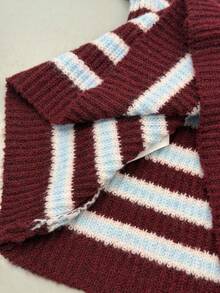 StreetHx Streetwear Women's Autumn/Winter Color-Block Pique Casual Versatile Y2K Square Neck Cool Sweater 2 Pieces Set - Multicolor - View 8