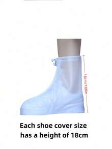 1 Pair Of White, Transparent Plastic Drawstring Waterproof Rain Boot Covers, Available In Various Sizes. Water- And Dust-Resistant, Reusable Boot Covers. Outdoor Accessories. Suitable For Use In Schools, Offices, Homes, During Travel, - White - View 6