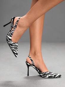 CUCCOO SZL Women's Spring And Summer New Sexy Zebra Pattern Pointed High Heels With Buckle Stiletto Shoes, Elegant Casual And Versatile - zebra pattern - View 1