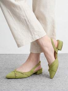 CUCCOO BIZCHIC Nuevo Diseño de Bailarinas Estilo Minimalista Puntiagudo para Desplazamientos, Elegantes, Adecuadas para Navidad y Primavera - Verde claro, - Ver 3