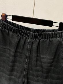 SHEIN Tween女孩黑色牛仔寬鬆長褲 10Y Y2K黑色長褲 夏季秋季 日 婚禮 - 黑色 - 查看 3