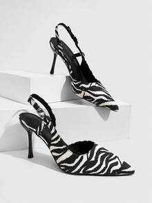 CUCCOO SZL Women's Spring And Summer New Sexy Zebra Pattern Pointed High Heels With Buckle Stiletto Shoes, Elegant Casual And Versatile - zebra pattern - View 6
