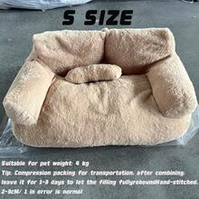 1pc All-Season Pet Sofa Bed, Washable And Detachable Pet Sofa Cover, Multifunctional Plush Pet Rest Chair With Backrest, Comfortable Dog Bed Cat Nest Is Suitable For Indoor Living Room. - Khaki - View 6