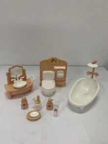 Set di mobili per casa delle bambole in scala 1:12, inclusi modelli in miniatura di soggiorno, cucina, camera da letto e bagno, giocattoli in plastica adatti per ragazze dai 3 agli 8 anni - serie di giochi di ruolo per la gestione della casa, cucina per bambole, bambola, giocattolo per bambole - Multicolore - Visualizzare 11