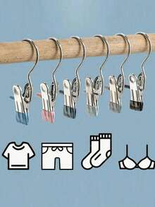 1/5/10pcs Premium Stainless Steel Clothes Clips, Adjustable Metal Pants Hangers With Clips, Portable Clothing Decorative Clips, Suitable For Home Storage, Home Decor, Room Decor, Travel Essentials And Back To School Essentials - Multicolor - View 14