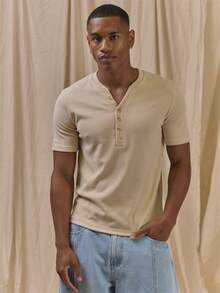 Musero Muscle Fit Lightweight Knit Button Closure Collared Polo Shirt Spring Summer Essentials - Apricot - View 2