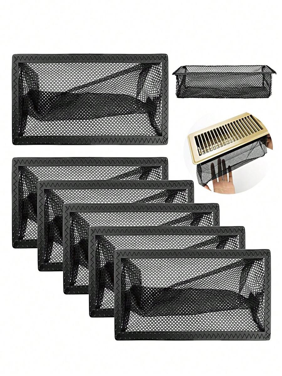4 buah Penutup Ventilasi Lantai Jaring Filter, Penutup Saringan Ventilasi Udara, Penutup Saringan untuk Rumah - Hitam - View 1