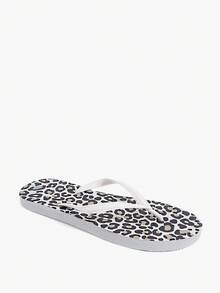Grefit Chanclas con estampado de leopardo, zapatos triangulares de playa para vacaciones de verano, pantuflas cómodas para usar en casa - Estampado de leopardo blanco - Ver 12