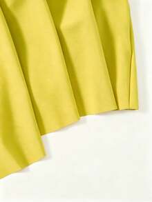Swim Lushoire Top de traje de baño tipo camisola de talla grande con bajo asimétrico y plisado de color liso para playa de verano - Amarillo - Ver 4