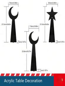 Set 3 Buah Dekorasi Meja Ramadan Desain Bintang dan Bulan Dekorasi Rumah Timur Tengah Hiasan Tengah Meja untuk Pesta Idul Fitri, Buka Puasa, Resepsi, Perayaan, Hadiah - warna-warni - View 9