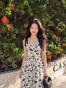 SHEIN MOD Bow Spring Break Long Summer Floral Print Tie Shoulder Cami Dress - Multicolor - View 5