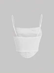 SHEIN MOD White Summer Club Women Outfits Party Ruched Mesh Cami Top - White - View 2