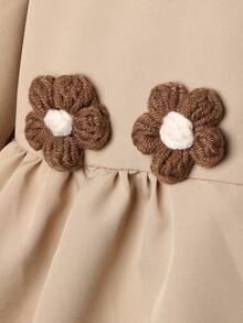 SHEIN Chaqueta casual con capucha de felpa de media longitud para niñas preadolescentes, invierno - Caqui - Ver 7