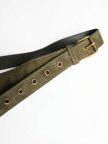 MUSERA Sabuk Detail Saku Suede Hijau untuk Musim Semi/Panas, Kasual, Keren, dan Liburan. - Hitam - View 6