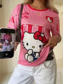 CovetEZ HELLO KITTY AND FRIENDS | SHEIN 休閒極簡圓領 IP 聯名印花寬鬆短袖女款 T 恤 - 彩色 - 查看 6