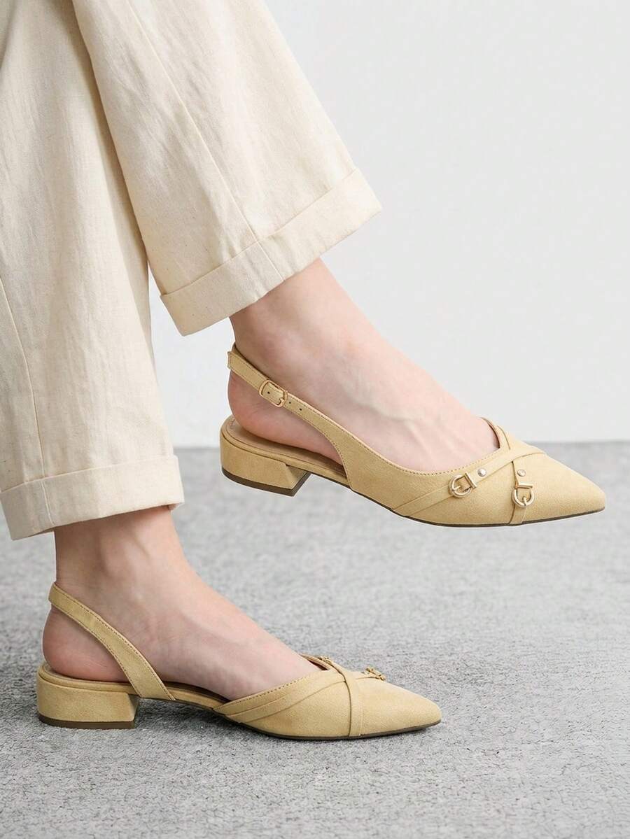 CUCCOO BIZCHIC Nuevo diseño de bailarinas minimalistas de punta, estilo commuter elegante, adecuadas para Navidad y primavera - Albaricoque claro, - Ver 1