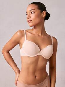 Veilyse Women's Solid Color Minimalist Underwire Push-Up Brafor Summerfor Summer - Apricot - View 4