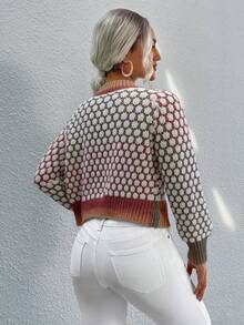 Franclia Cárdigan casual de manga larga de color mezclado para mujer - Multicolor - Ver 2