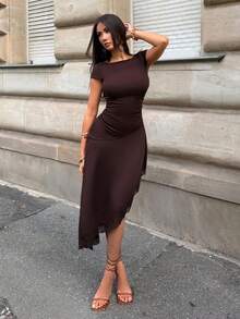 Women Long Dresses - Brown - View 5
