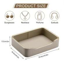 PU Leather Tray Desktop Organizer - Remote Control Holder & Catchall Tray, Suitable For Vanity, Skincare Display, Lipstick Rack, Bathroom Countertop, Decorative Tray For Miscellaneous, Cosmetics, Phone, Wallet, Tableware,Room Decor - Multicolor - View 2