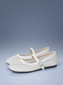 CUCCOO GRLICON Ladies, Fine Mesh Upper, Buckle, Trim, Flat Sole - White - View 2