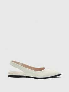 CUCCOO BIZCHIC Off-White 尖頭平底休閒通勤女鞋，簡約百搭，適合日常通勤與辦公穿著 - 米白色 - 查看 8