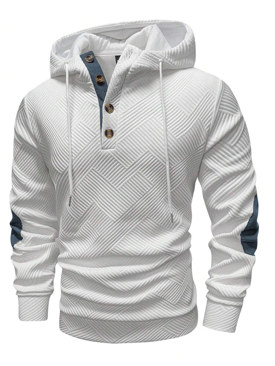 Manfinity Homme Sudadera con capucha casual y versátil para hombre para primavera y otoño - Blanco - Ver 1