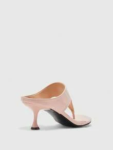 CUCCOO BIZCHIC Summer Pink Pointed Thin Heel Slippers Simple And Elegant Fashion Versatile Commuter Solid Color Women's High Heel Sandals - Dusty Pink - View 9