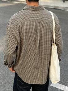 Manfinity Dauomo Men's Plaid Single-Breasted Commuter Pocket Long Sleeve Shirt - Multicolor - View 2