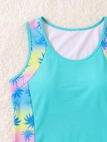 Swim Lushoire 女款新款時尚印花修身顯瘦海灘度假泳衣套裝，適用溫泉度假村 - 彩色 - 查看 6