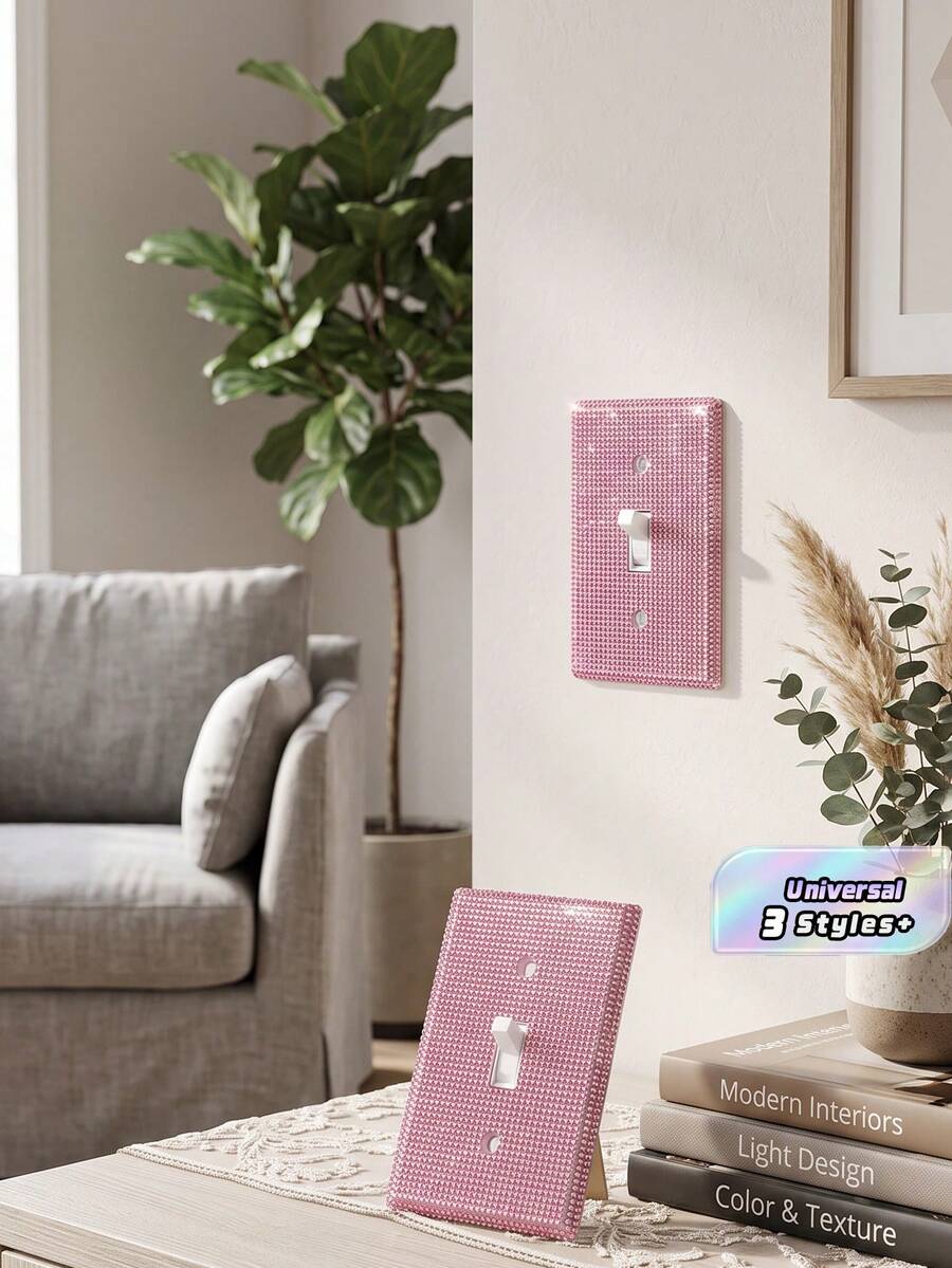 1PC Wall Plate Outlet Covers, Plug Covers For Electrical Outlets, Standard Size 4.50" X 2.76", Silver Rhinestones Bling Decorative Light Switch Cover Plate For Bedroom Accessories Home Decor,Stickers,Wall Decal, Vinyl Decal For Home Decorations,Spring Decoration Items Refresh Your Home,Rama Decoration Stickers Gifts Birthday Graduation