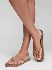 Grefit Women Shoes Summer Open-Toe Flat Bottom 2cm Flip-Flops, Bright Colors And Fresh And Comfortable Flip-Flops, Suitable For Street/Summer, Music Festivals/Themed Parties - Coffee Brown - View 9