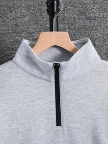 SHEIN 青少年男孩休閒舒適百搭寬鬆立領拼色拉鍊夾克外套 - 彩色 - 查看 5